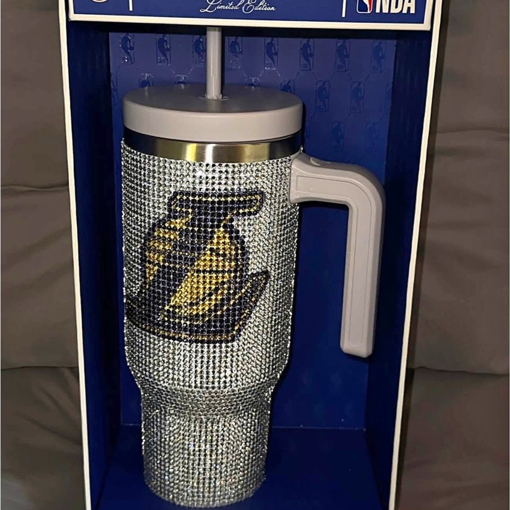 NBA Bling Stainless Steel Tumbler - Blue and White